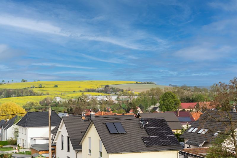 Blick vom Objekt über Bannewitz ins Grüne